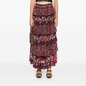 Sold Out On Farm Rio --  Purple Chelsea Garden Ruffles Maxi Skirt